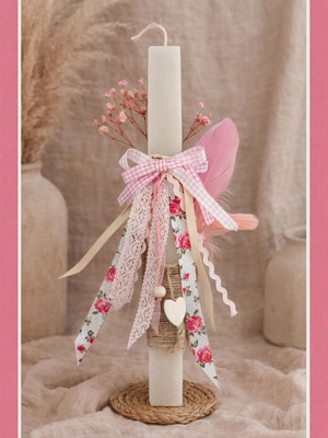 Boho Pink Heart Candle made to order with bracelet