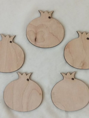 Ξύλινα ρόδια 8x8εκ laser-cut σετ 5 τεμ για χειροτεχνίες και γούρια