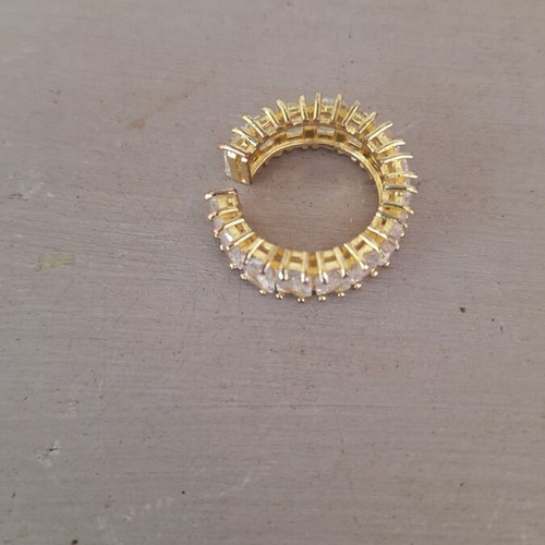 Gold-plated adjustable steel ring with crystals