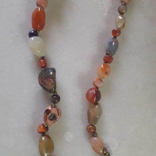 Necklace with agates like new, handmade long