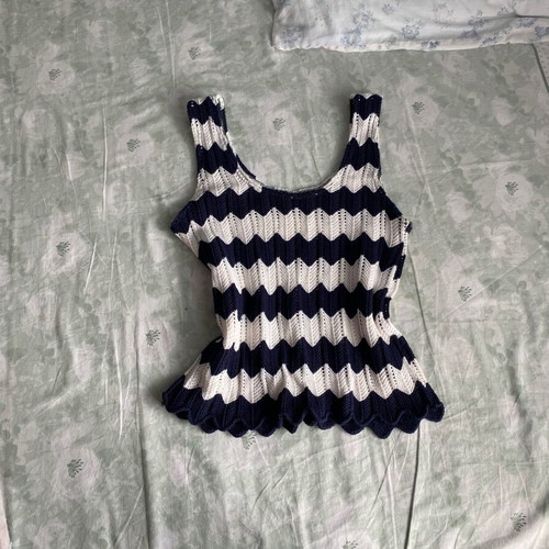 Vintage crochet top 90s Y2K white blue new