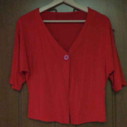Short bolero-style cardigan like new, red, size L