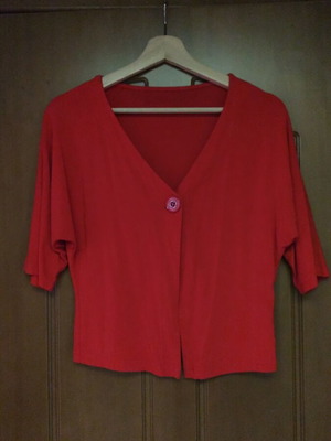 Short bolero-style cardigan like new, red, size L