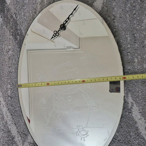 Christmas clock mirror oval like new