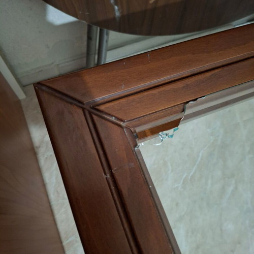 Mid-Century Vintage Coffee Table used, solid walnut wood and inset glass