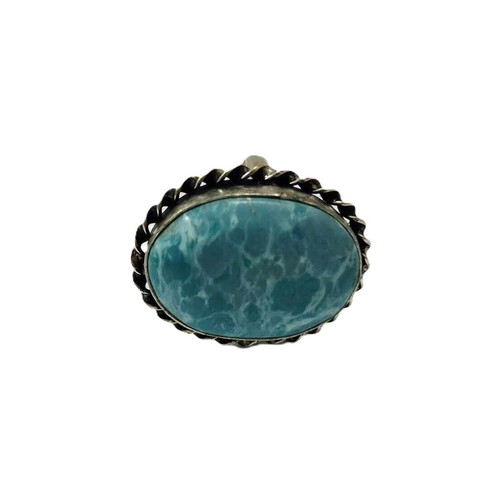 Vintage ring with natural larimar stone like new, silver blue