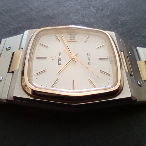 Eterna Royal Quartz men's watch used, two-tone design