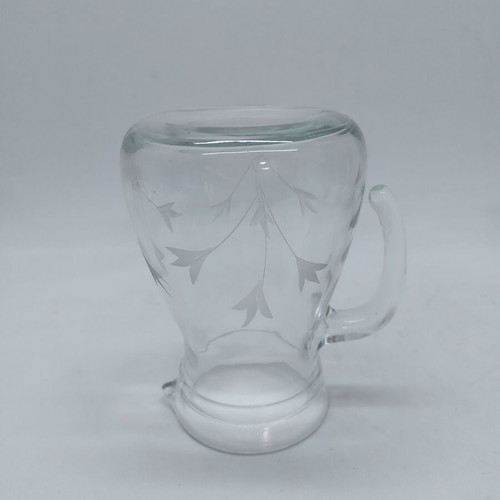 Vintage glass pitcher with flowers cerve used, made in Italy