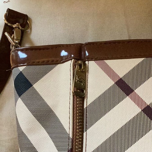 Plaid shoulder bag new, beige and brown with gold details