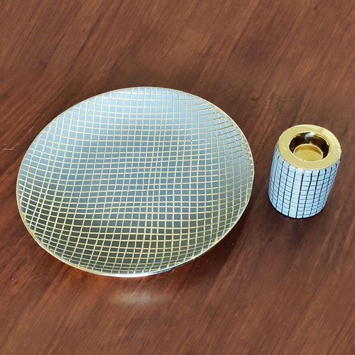 Decorative ceramic plate with candle holder like new