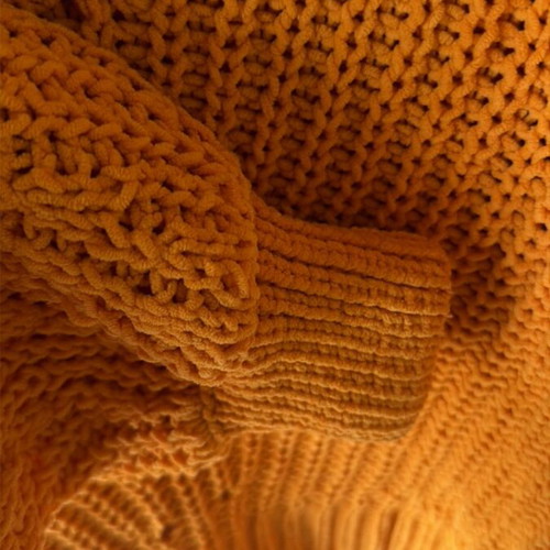 Knitted velour sweater Zara used, yellow orange, size M