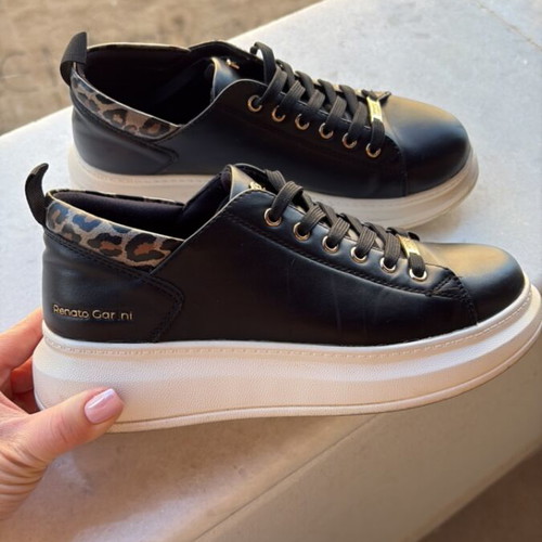 Renato Garini sneakers black with leopard print size 38 like new
