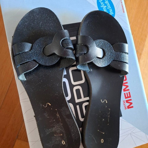 Women's sandals size 40 used, black synthetic leather