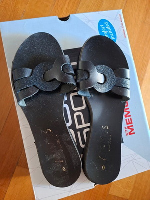 Women's sandals size 40 used, black synthetic leather