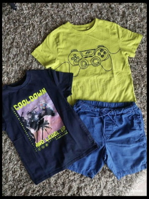 Boys' T-shirts pack of 2 with free shorts like new, sizes 134-140