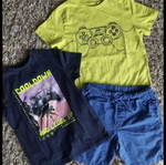 Boys' T-shirts pack of 2 with free shorts like new, sizes 134-140