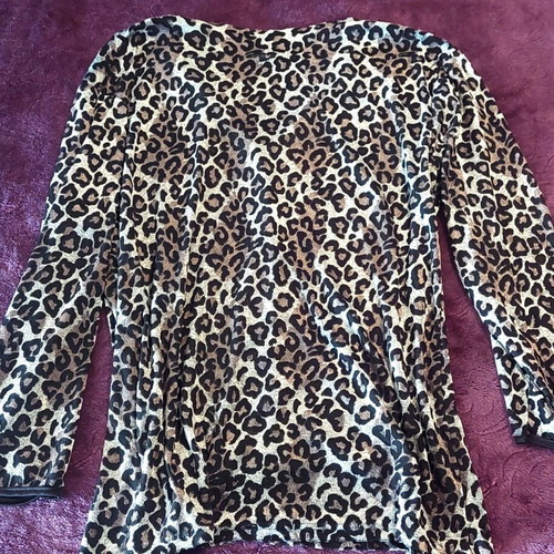 Rachel leopard print semi-transparent pajama top, size Large