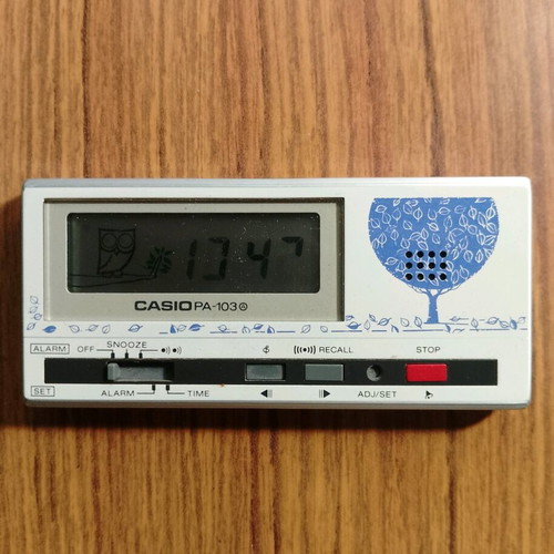 Casio PA-103 vintage collectible alarm clock used with case