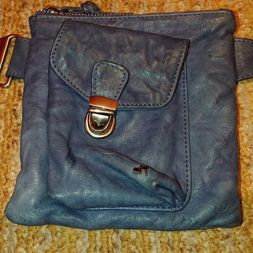 Original bag used, blue, made of genuine leather