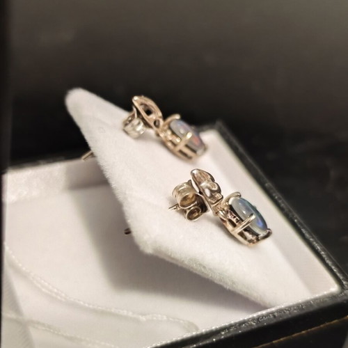 Silver earrings pair with opal, new, 925 sterling from Australia