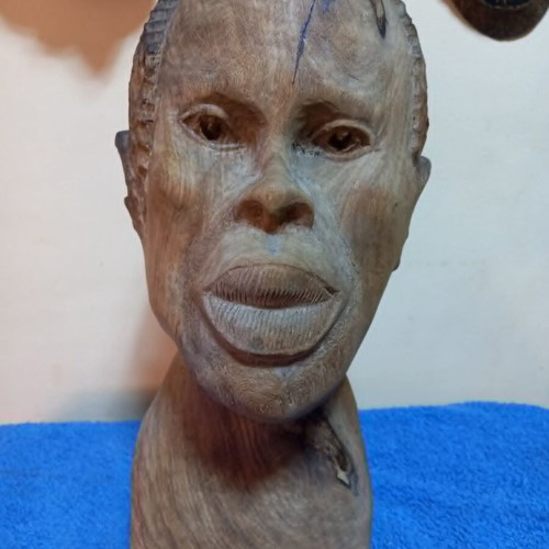 African statue used, handmade wood, ancient art
