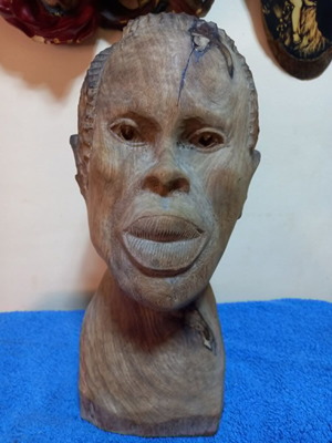 African statue used, handmade wood, ancient art