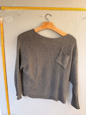 Women's knitted sweater used with open neckline and pocket anthracite