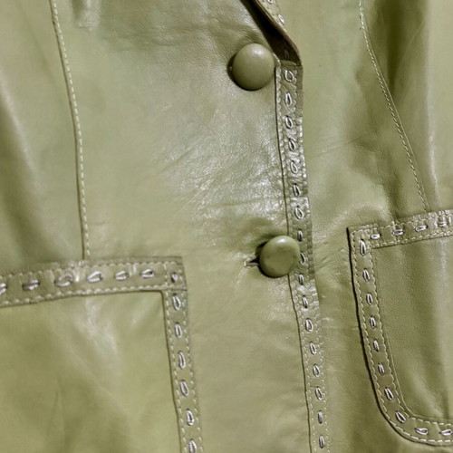 Leather jacket, women's, green