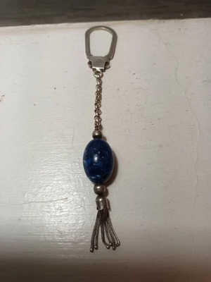 Silver 925 keychain with blue agate stone like new