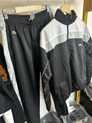 Lacoste waterproof sports suit set, black and white, size S