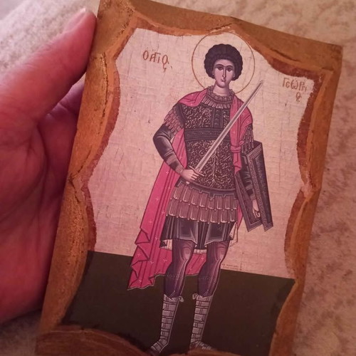 Painting on wood like new, small 14x10 cm