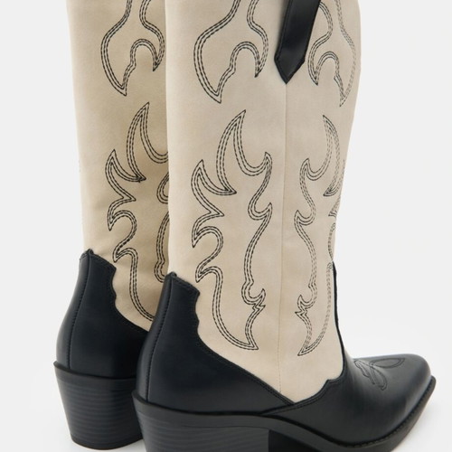 Cowboy boots new, imitation leather, black and white
