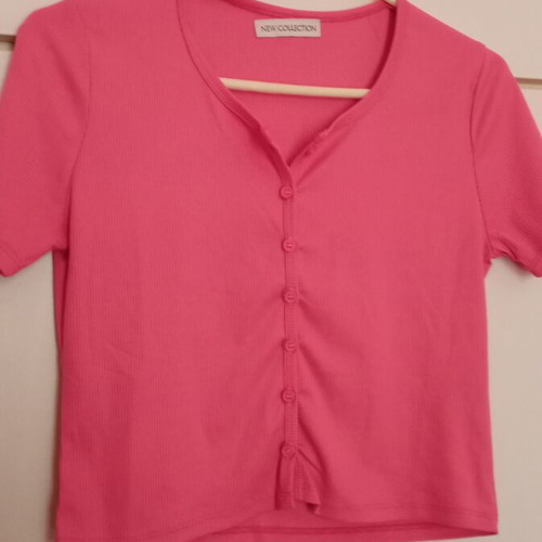 Elastic crop cardigan like new, pink, size M