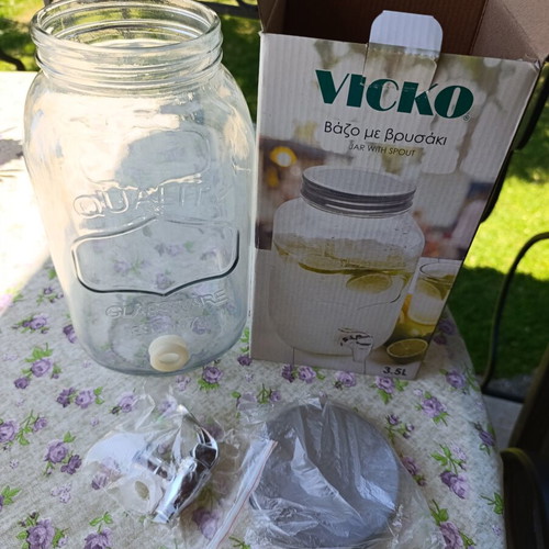 Vicko glass jar with spout 3.5L new