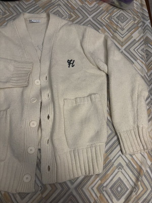 Zara unisex warm cardigan, white beige, size M
