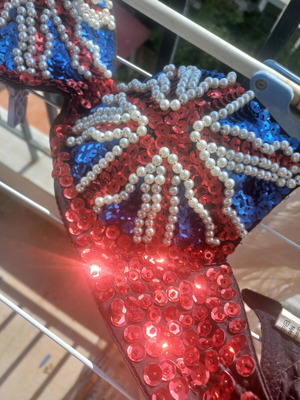 Union Jack bra with beads and sequins no L like new