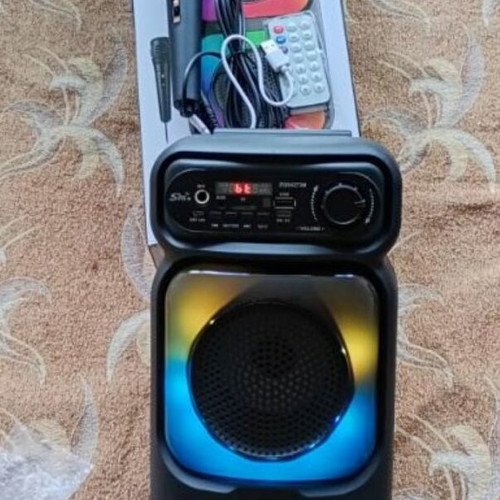 Portable Bluetooth Party Speaker with Wireless Microphone and FM Radio