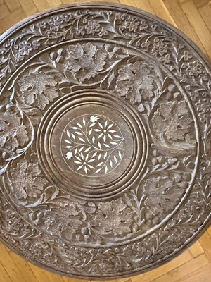 Vintage carved table, 45cm diameter, 48cm height