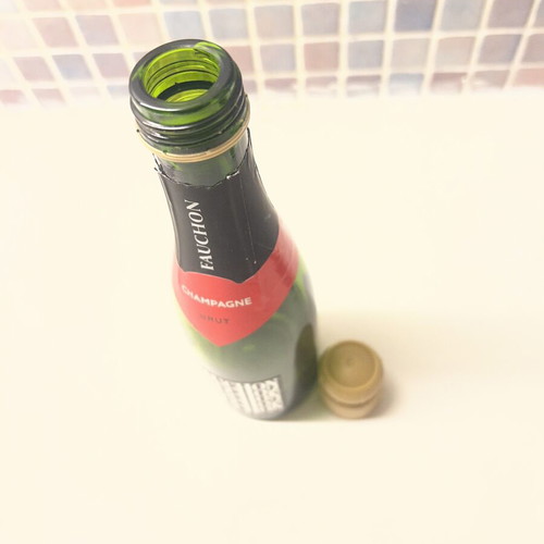 Fauchon Champagne bottles used, empty