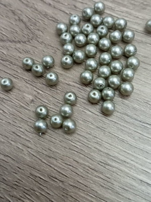 Περλάκια μεταλλιζέ γκρι 3mm πακέτο 48 καινούργια