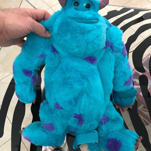 Sulley Monsters Inc big soft furry backpack, new, blue-purple
