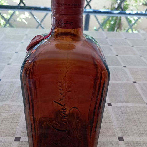 Cointreau square collectible bottle, amber 1950s-80s