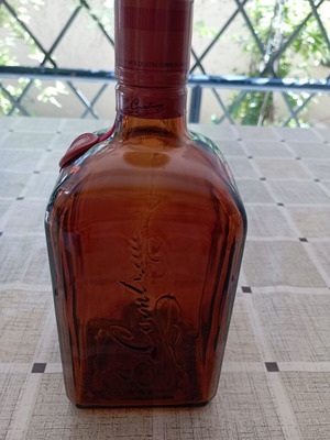 Cointreau square collectible bottle, amber 1950s-80s