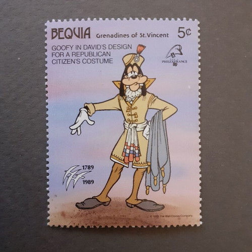 Bequia Grenadines of St. Vincent Walt Disney Philexfranc 1989 stamp set, 6 pieces