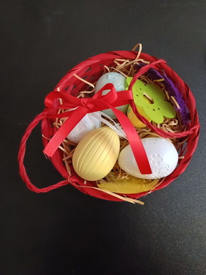 Easter decorative basket with eggs used