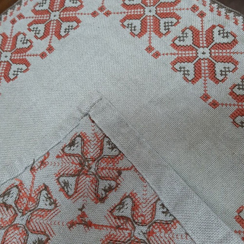Vintage Bulgarian Hand Embroidered Tablecloth 1950s Silk Thread