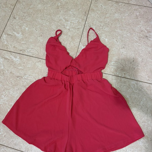 Marmalady summer playsuit with cut-out, small, fuchsia coral