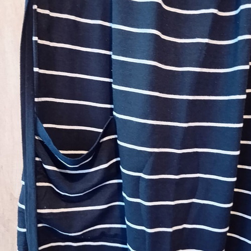 Summer Maternity Dress like new, white and blue, with pockets and belt