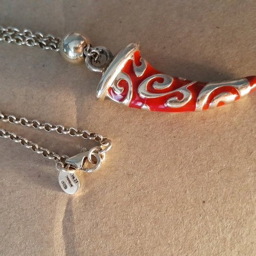 Necklace silver 925 like new, gold plated with enamel Vogue