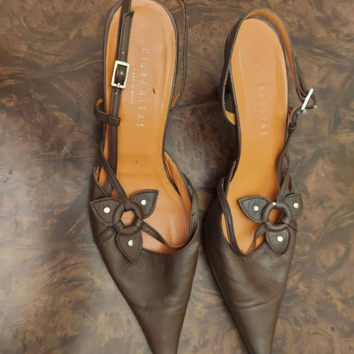 Hispanitas leather sandals used, brown, size 39